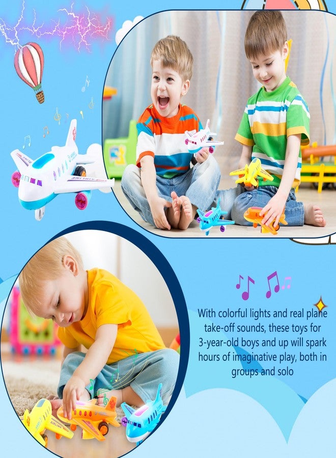 Drayear 4 Pack Light Up Airplane Toys Friction Powered Push Airplane Toy with Lights and Sounds for Kids Birthday Christmas Children's Day Gift Early Educational Toys - Image 3